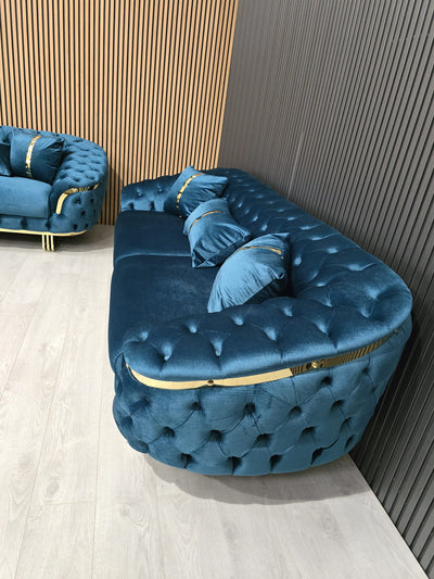 Bvlgari Special 3+2 Sofa in Teal and Gold