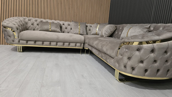 Bvlgari Special Corner Sofa in Beige and Gold 270x270cm
