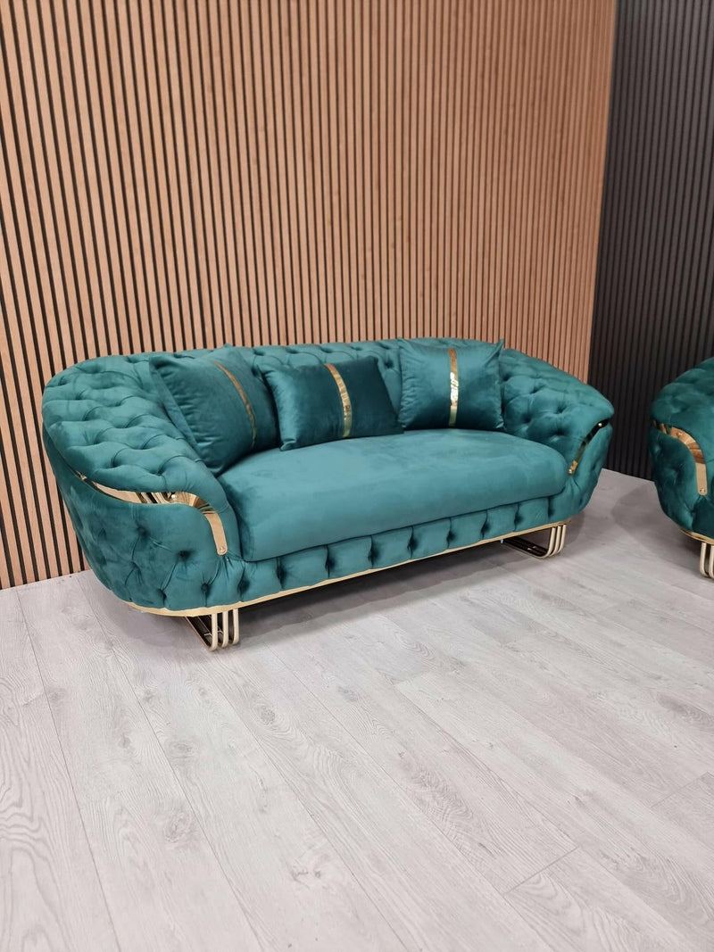 Bvlgari Special 3+2 Sofa in Emerald Green And Gold