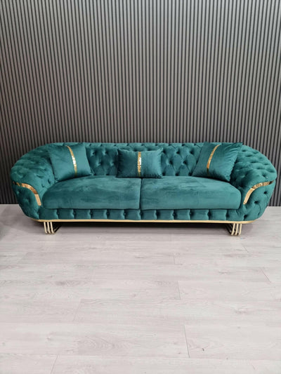 Bvlgari Special 3+2 Sofa in Emerald Green And Gold