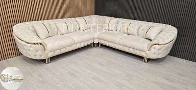 Bvlgari special corner sofa in Cream and Gold 270x270cm