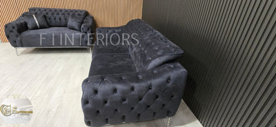 Monalisa 3+2 Plush Velvet Sofa Steel & Chrome