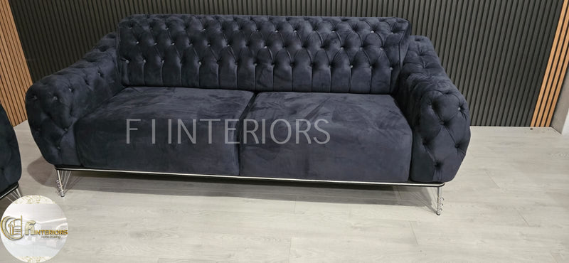 Monalisa 3+2 Plush Velvet Sofa Steel & Chrome