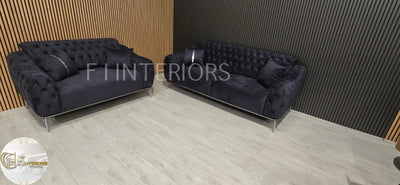 Monalisa 3+2 Plush Velvet Sofa Steel & Chrome