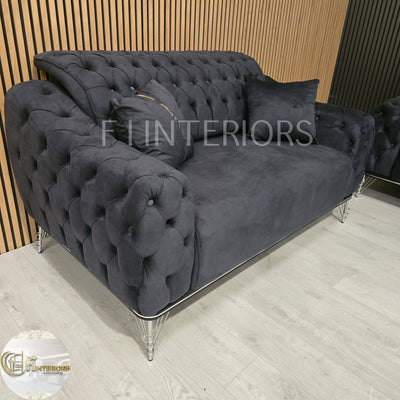 Monalisa 3+2 Plush Velvet Sofa Steel & Chrome