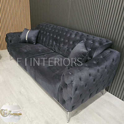 Monalisa 3+2 Plush Velvet Sofa Steel & Chrome