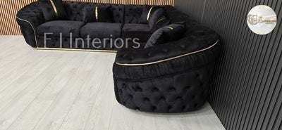 Ambassador Corner Sofa  270cm x 270cm Black Plush Velvet