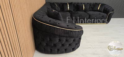 Ambassador Corner Sofa  270cm x 270cm Black Plush Velvet