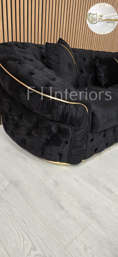 Ambassador Corner Sofa  270cm x 270cm Black Plush Velvet