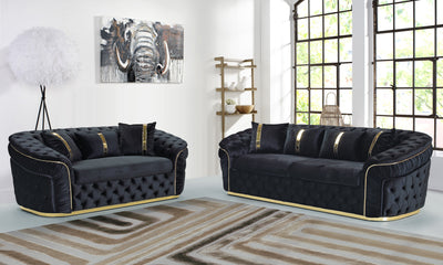 Ambassador 3+2+1 Seater In Black & Gold