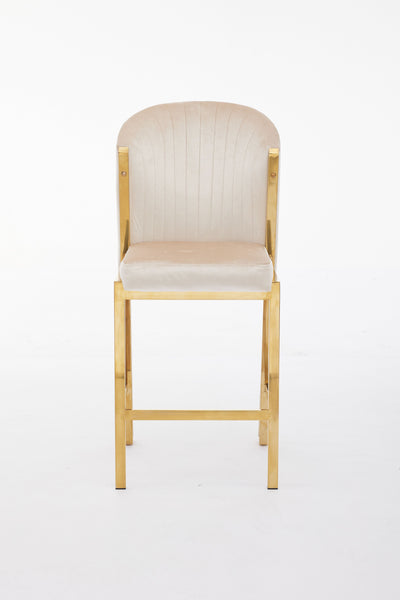 Fabio Shimmer Fabric Gold Metal Plating Barstool