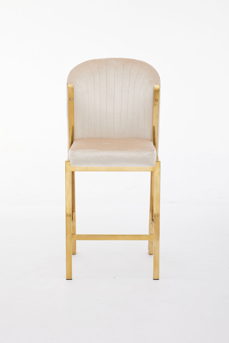 Fabio Shimmer Fabric Gold Metal Plating Barstool