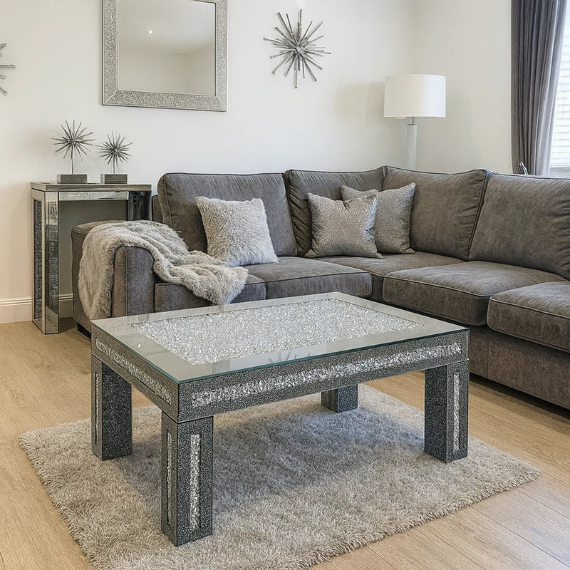Crushed Diamond Mirrored Coffee Table