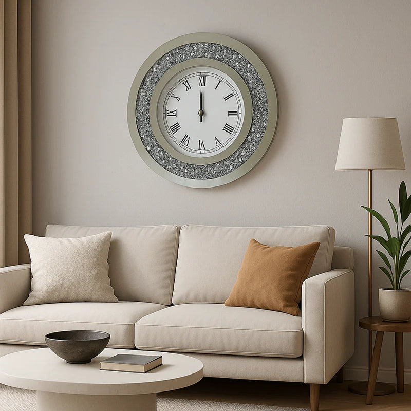 Crushed Diamond Round Wall Clock