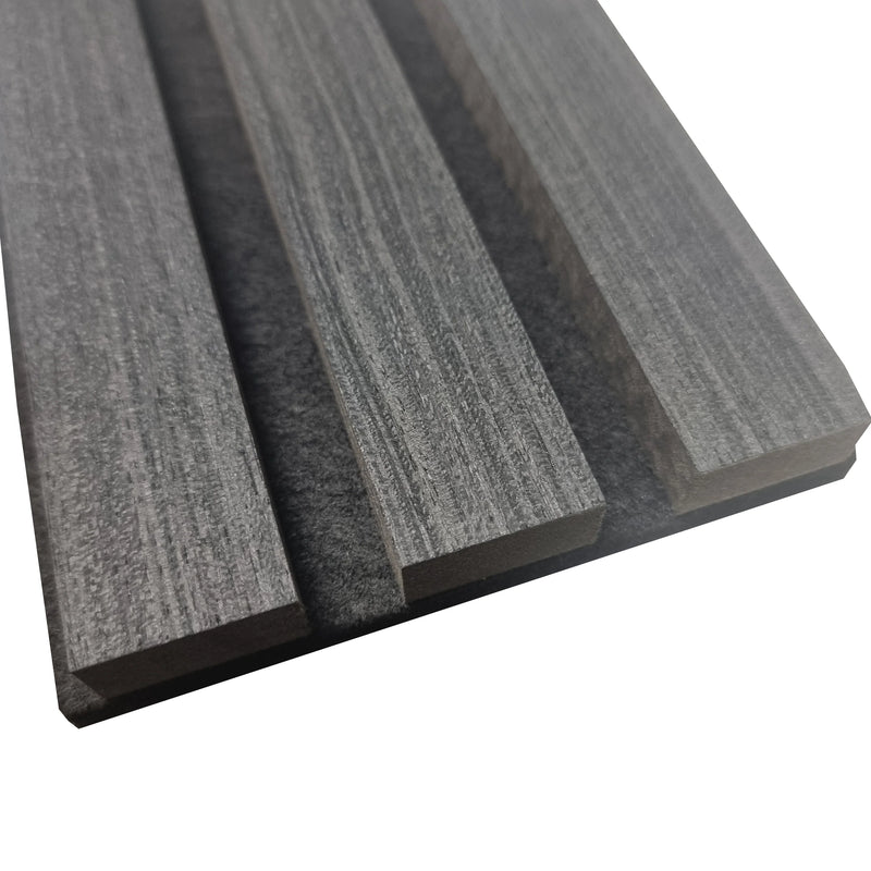 Acoustic Wood Slatted Wall Panels - Charcoal Black