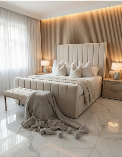 Roma Wingback Plush Velvet Bed – Bespoke Handcrafted Bedstead (Made in the UK) LUXE DECORS