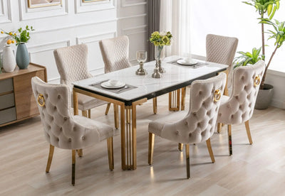 Sorrento Rectangle Ceramic Gold Dining Table – 150cm & 180cm ASR