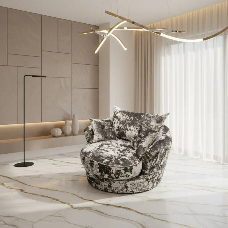 Swivel & Upholstered Cuddle Chair – Lustro Crushed Velvet velvetsofa