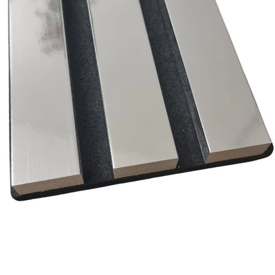 Acoustic Wood Slatted Wall Panels - Chrome Metallic