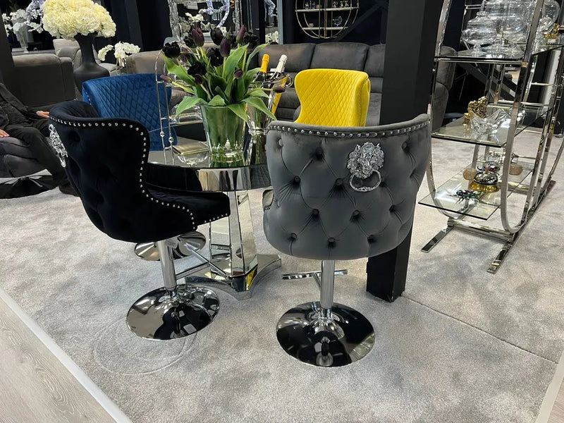 Valentino Luxury Barstool Lion knocker back Adjustable Height ASR INTERIOR