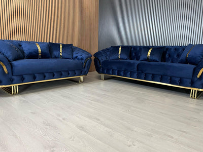 Bvlgari Special 3+2 Sofa in Navy and Gold