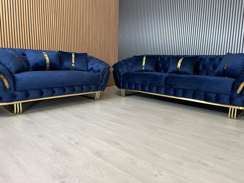 Bvlgari Special 3+2 Sofa in Navy and Gold