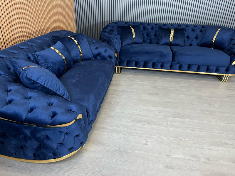 Bvlgari Special 3+2 Sofa in Navy and Gold