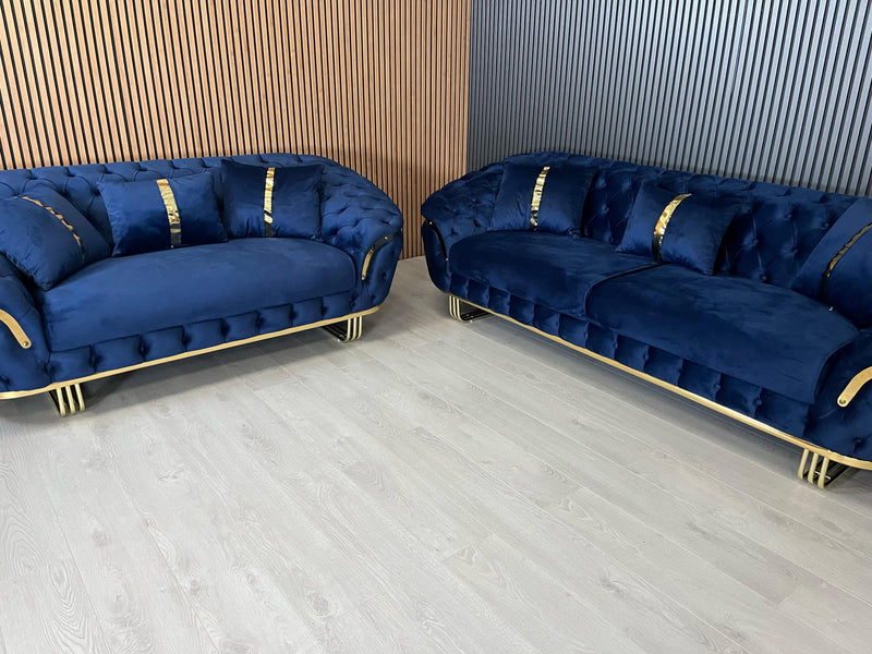 Bvlgari Special 3+2 Sofa in Navy and Gold