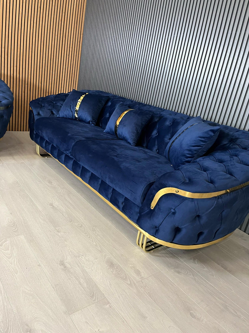 Bvlgari Special 3+2 Sofa in Navy and Gold