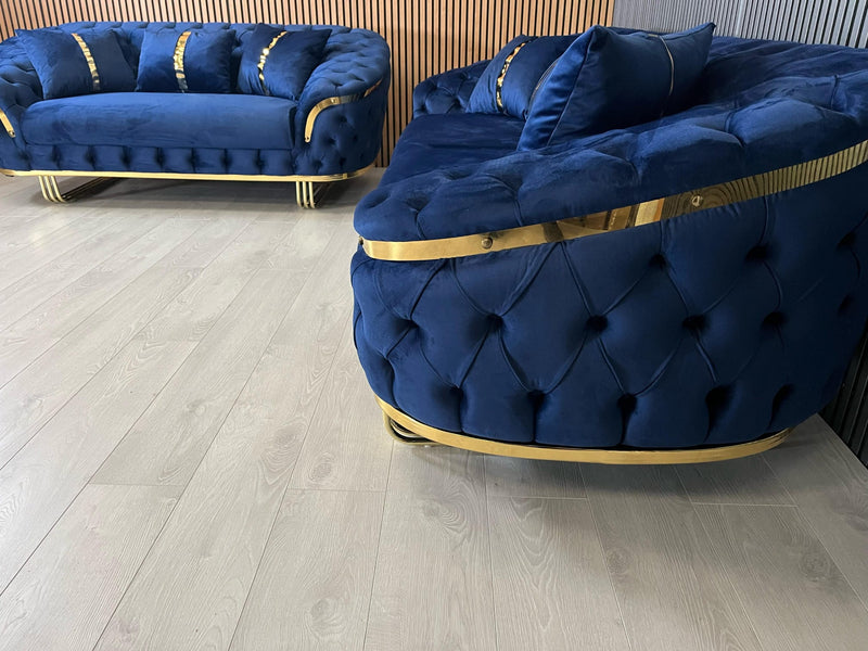 Bvlgari Special 3+2 Sofa in Navy and Gold