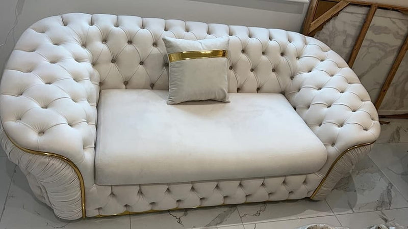 Ambassador 3+2 Seater In Cream 01 & Gold