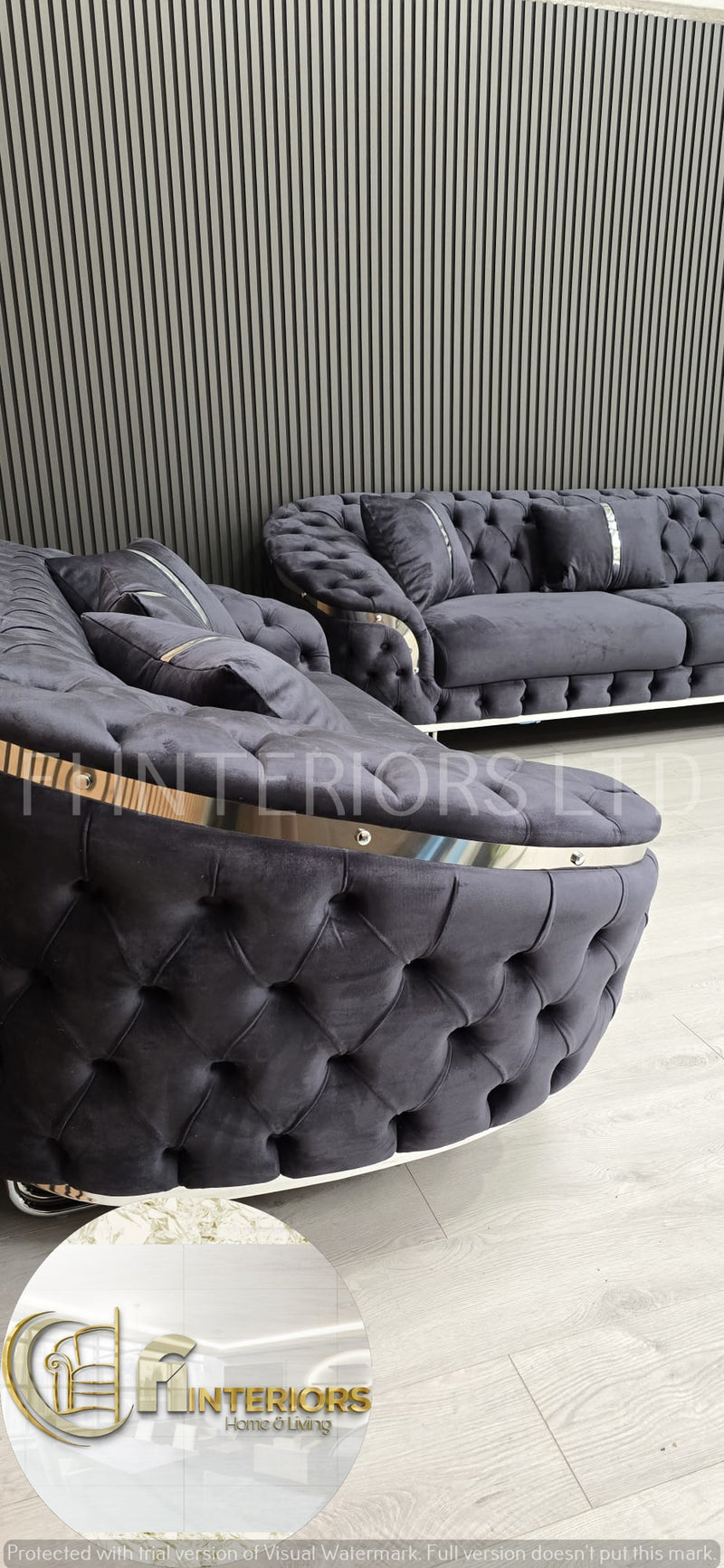 Bvlgari Special 3+2 Sofa in Steel & Chrome