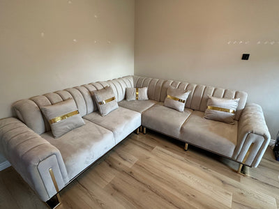 Genova Sofa Range 270cm x 270cm Corner Champagne & Gold