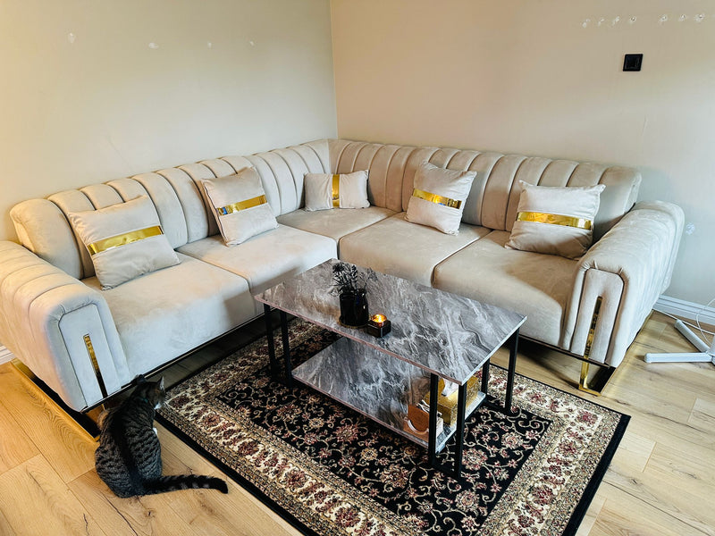 Genova Sofa Range 270cm x 270cm Corner Champagne & Gold