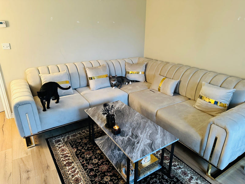 Genova Sofa Range 270cm x 270cm Corner Champagne & Gold