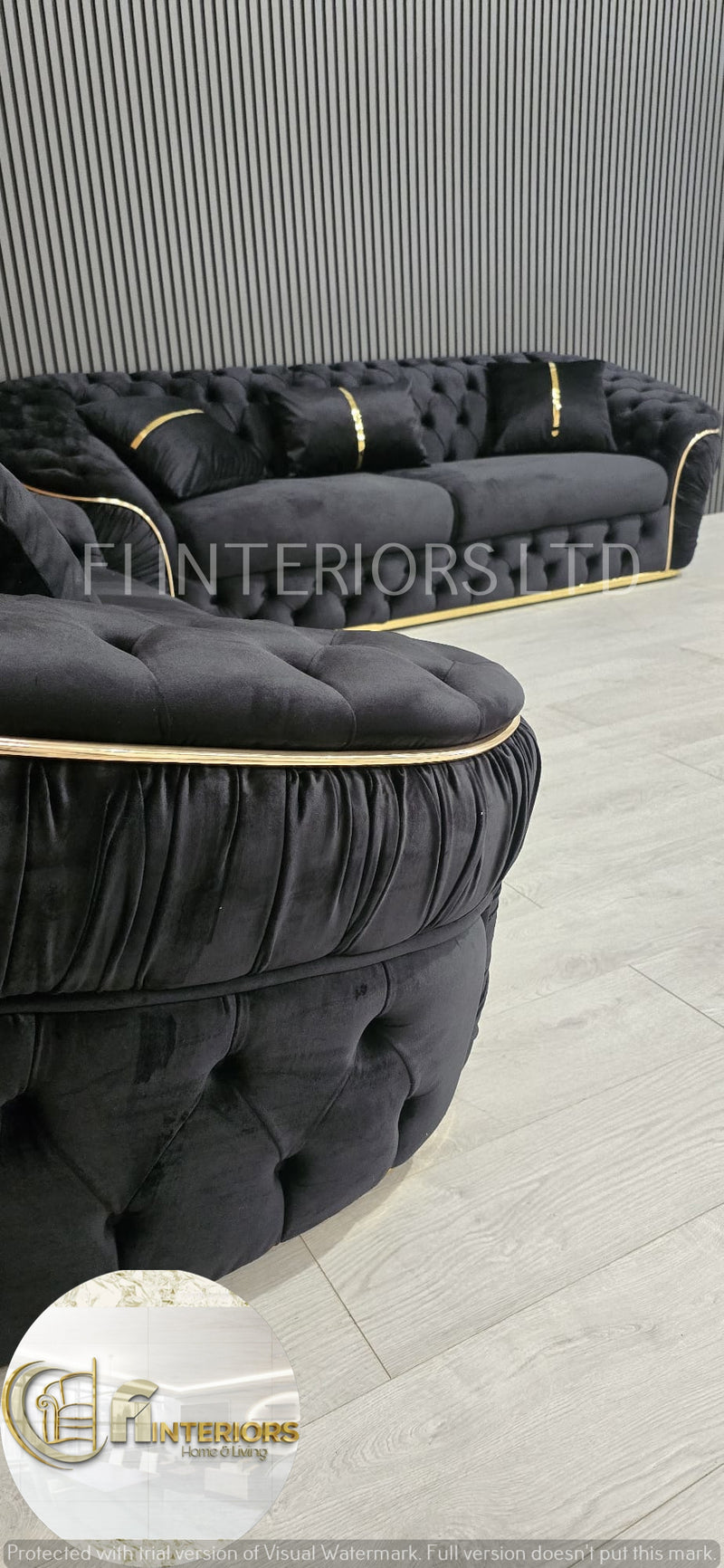 Ambassador 3+2+1 Seater In Black & Gold