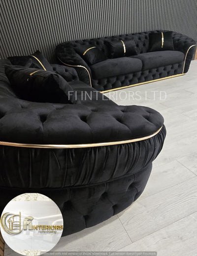 Ambassador 3+2+1 Seater In Black & Gold