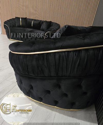 Ambassador 3+2+1 Seater In Black & Gold