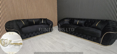 Ambassador 3+2+1 Seater In Black & Gold