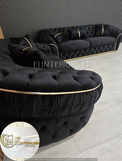 Ambassador 3+2+1 Seater In Black & Gold