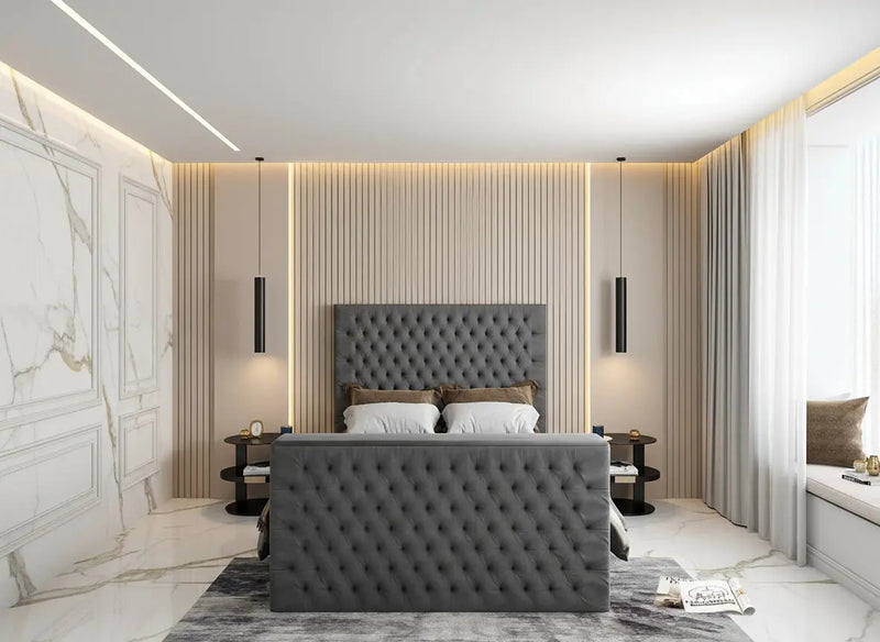 Chelsea Upholstered Soft Velvet Phonematic Tv Bespoke Bed Frame FI INTERIORS