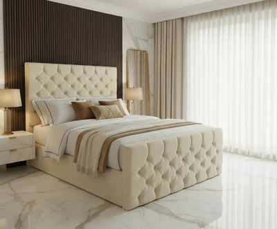 Enigma Ottoman Gaslift Bed Crushed Velvet FIL