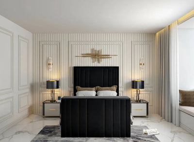 Riva Upholstered Soft Velvet Phonematic Tv Bespoke Bed Frame FI INTERIORS