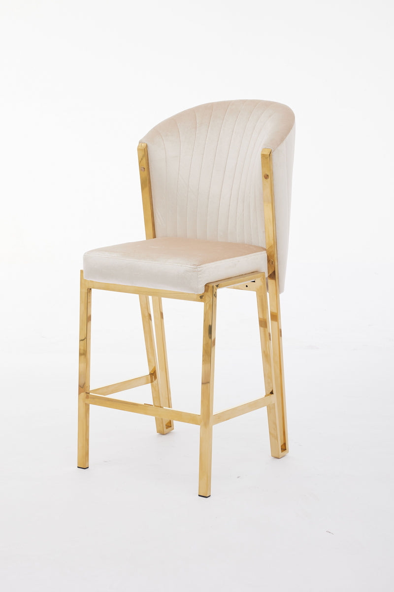 Fabio Shimmer Fabric Gold Metal Plating Barstool