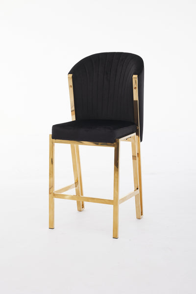 Fabio Shimmer Fabric Gold Metal Plating Barstool