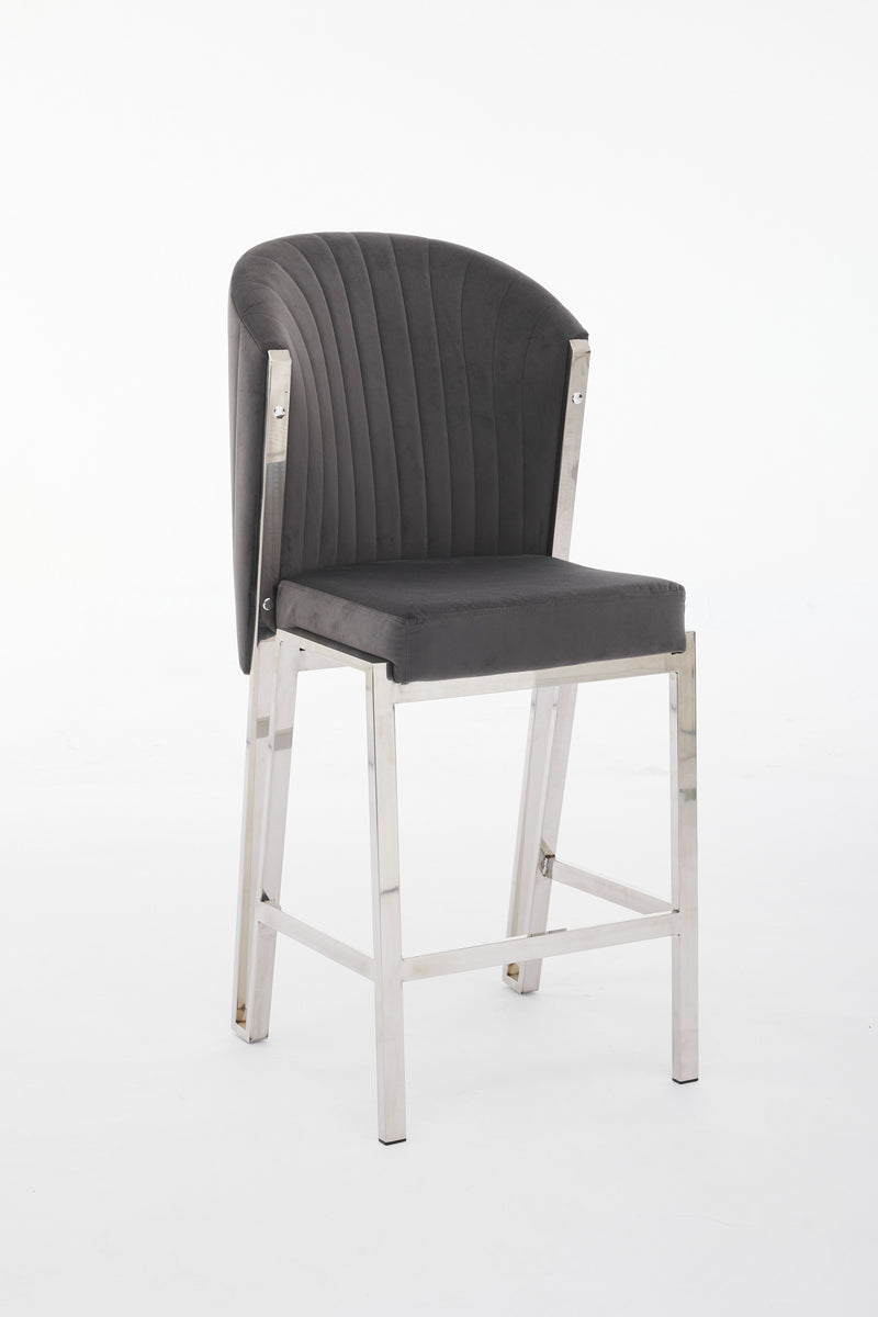 Fabio Shimmer Fabric Chrome Metal Plating Barstool