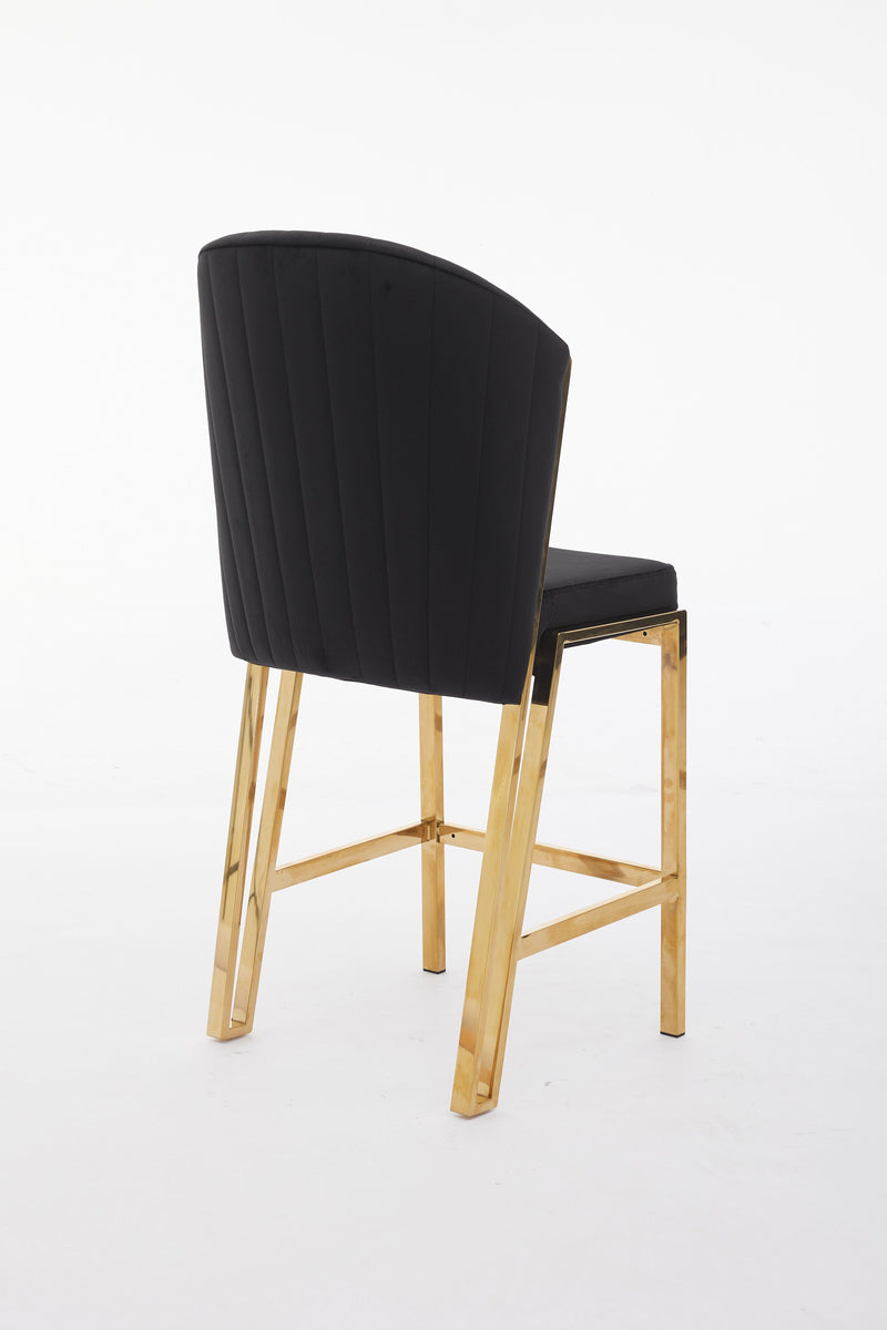 Fabio Shimmer Fabric Gold Metal Plating Barstool