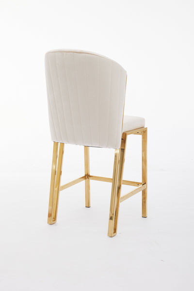 Fabio Shimmer Fabric Gold Metal Plating Barstool