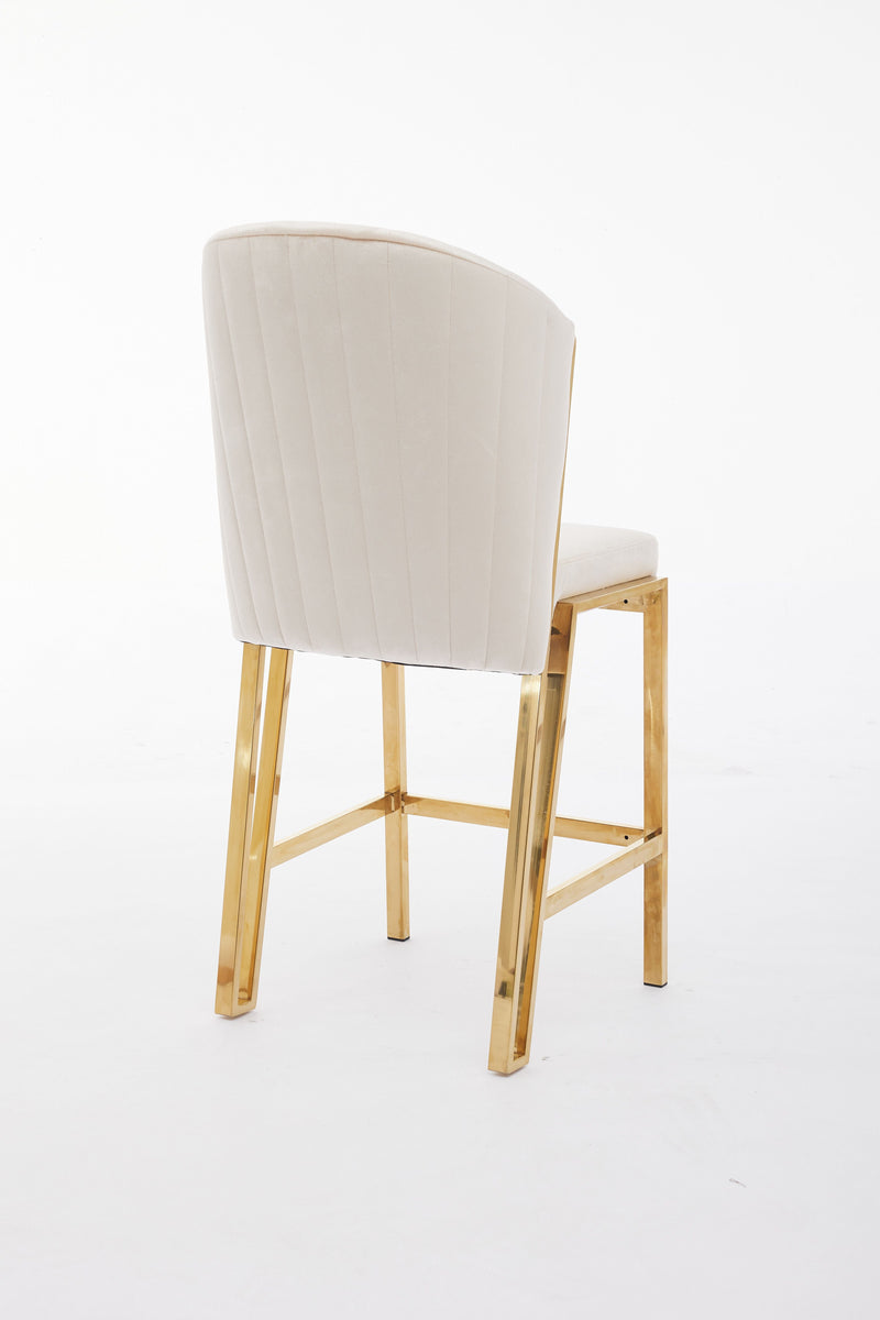 Fabio Shimmer Fabric Gold Metal Plating Barstool