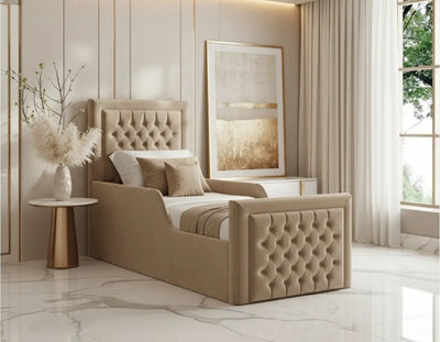 Charles Toddler Bedframe in Plush Velvet – Handcrafted Bespoke Design LUXE DECORS